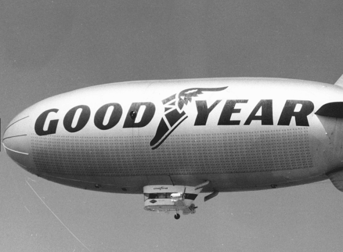 While living in Goodyear, Arizona we would often see the "Goodyear Blimp" hovering low in the sky above our home.