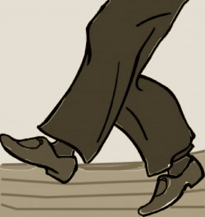 The man wearing the money shoes was invited to sit at the dinner table with them, and he was eating peach cobbler all while he told Jenny who he was.