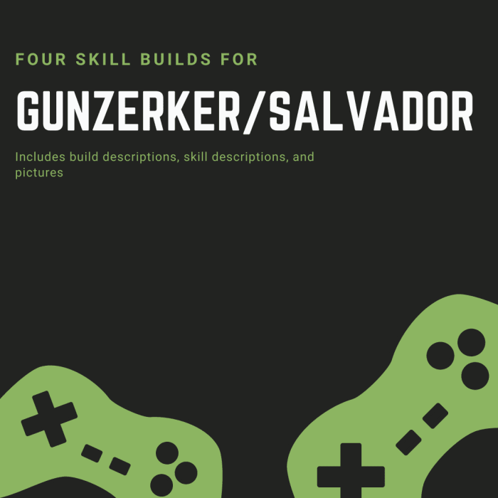 Salvador is especially fun to play if you have a strategy and you know what kind of skill sets you want to develop. Here are my own favorite builds for Salvator.