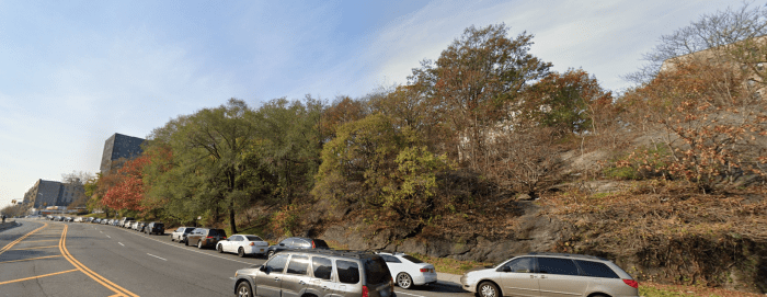 The NYPD searched this wooded area of Highbridge Park which ran between Edgecombe and Harlem River Drive. The unspent bullet was found at the top of the hill.