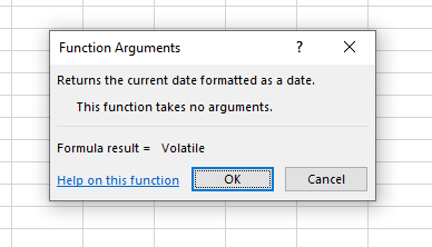 When this box appears after inserting a function it is merely to make sure you understand that the function does not require any data.