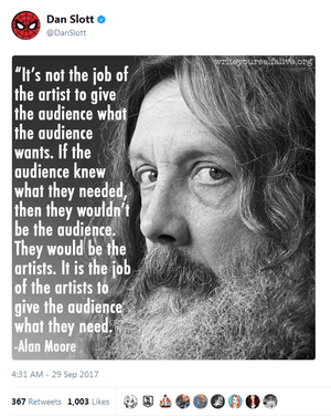 I would love to see Ethan Van Sciver try the whole "I and Comicsgate are the best thing evar" routine with Alan Moore. Also this quote isn't wrong.