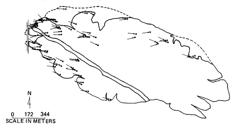 This Garnet Hill map shows the orientation of ventifact surface features that disclose the wind patterns over the hill.