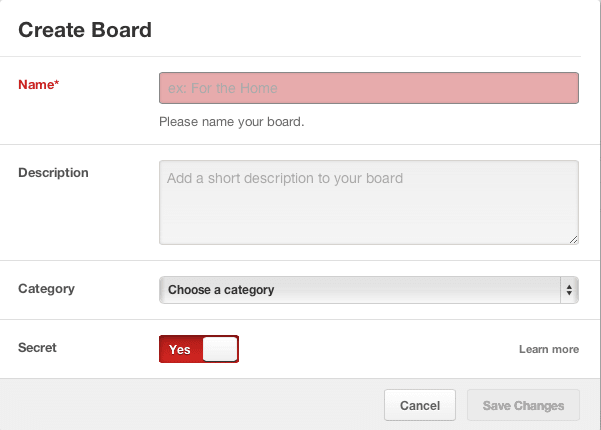 Toggle the Secret Switch to YES if you want to create a Secret Board. No one will be able to see it except for you and anyone else you invite!