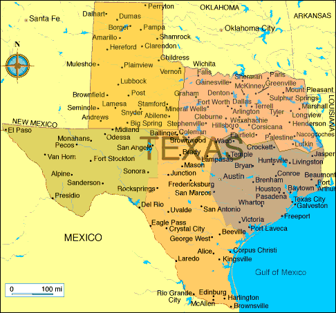This map shows the 5 regions of Texas. Everything west of Graham in the north to San Marcos in the South Central part is West Texas.