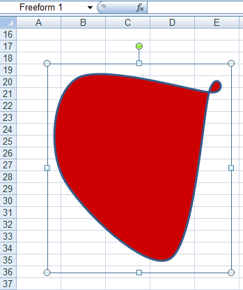 Shape that Visual Basic code will colour based on the contents of a cell linked to the shape in Excel 2007 and Excel 2010.