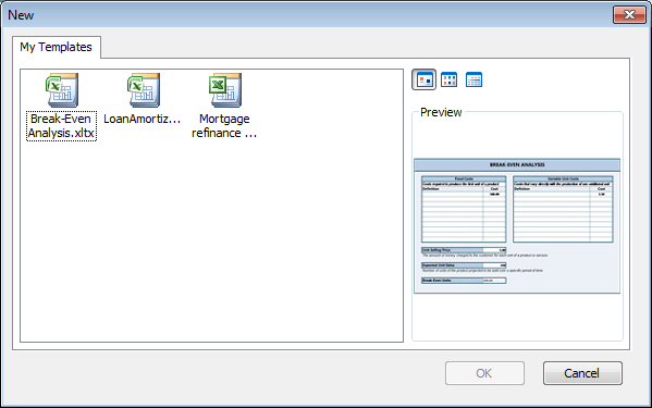An online template downloaded, saved and added to your template library in Excel 2007.