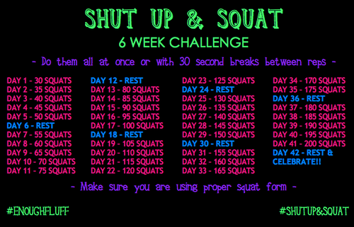 6 Week Shut Up & Squat Challenge Poster