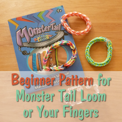 Beginner rubber band bracelet pattern for the MonsterTail Loom or for your fingers