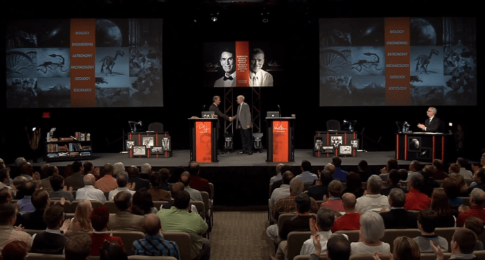Bill Nye vs Ken Ham debate was held at the Creation Museum's 900-seat Legacy Hall and sold out within minutes. Approximately 750,000 computers logged into the live stream. It's estimated that almost 3 million people viewed the event live online.