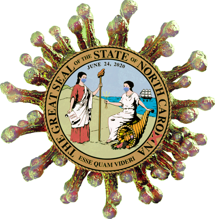 Great seal of North "Carona" compiled by Robert G Kernodle, using official state seal, transformed into parody.