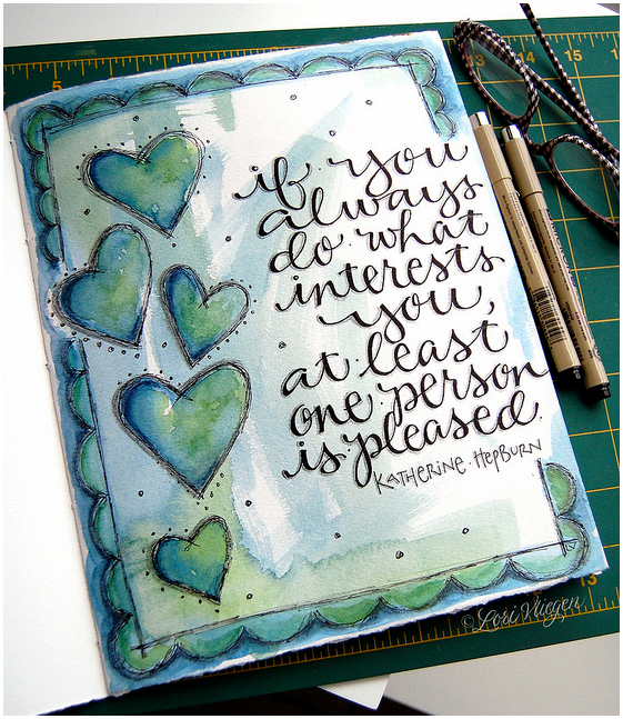 Creating a journal page around one of your favorite quotes is a popular idea, and it gives you chance to practice your lettering techniques too - I love how the writing looks in this example.