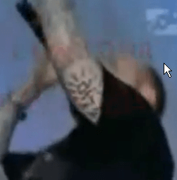 I have not seen this tattoo elsewhere. I captured it on a video in which Bentley is scooping the air and pulling down as he bellows "angels, angels, angels!" ad nauseum.