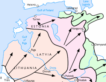 This map shows the advance of Army Group North towards Leningrad in 1941.
