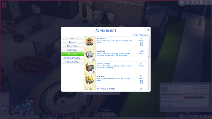 does installing mods on sims 4 disable achievements