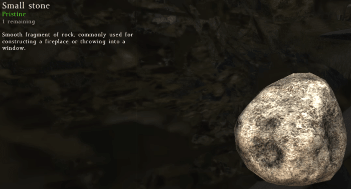 The Small Stone looks similar to the stone, but takes up less space in your inventory.