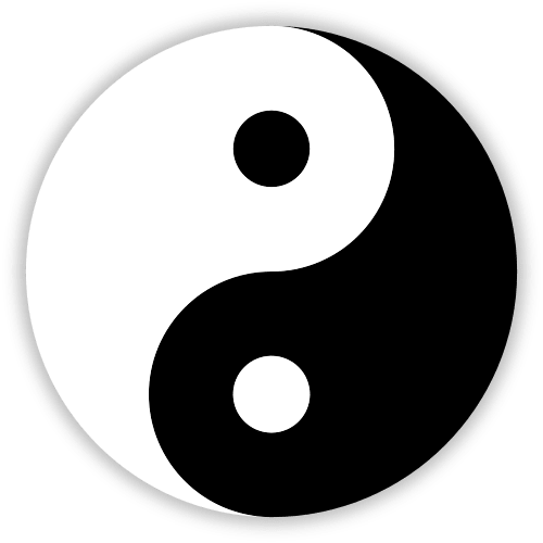The 'Yin Yang' (which translates 'dark light') symbol that is used in Taoism. Taoism basically believes that opposites cannot exist without each other.