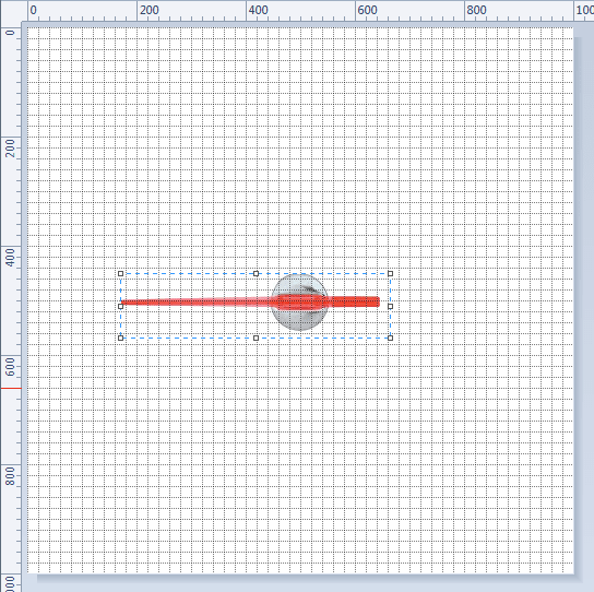 Move the fulcrum of the needle to the centre of the picture created using MS Paint, utilising the ruler and grid lines as a guide.