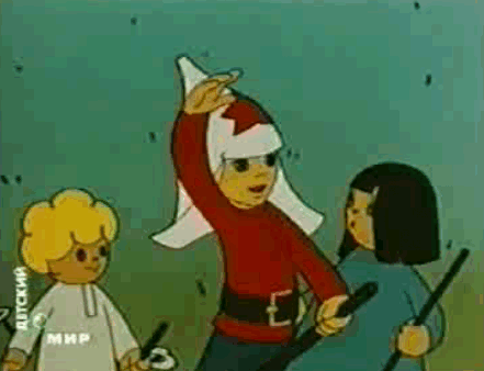 "Malchish-Kibalchish", one of the first Soviet patriotic cartoons. But as a rule, children cartoons were not politicized.