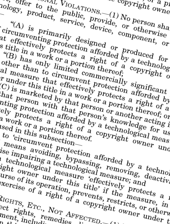 A section of the Digital Millennium Copyright Act (DMCA)