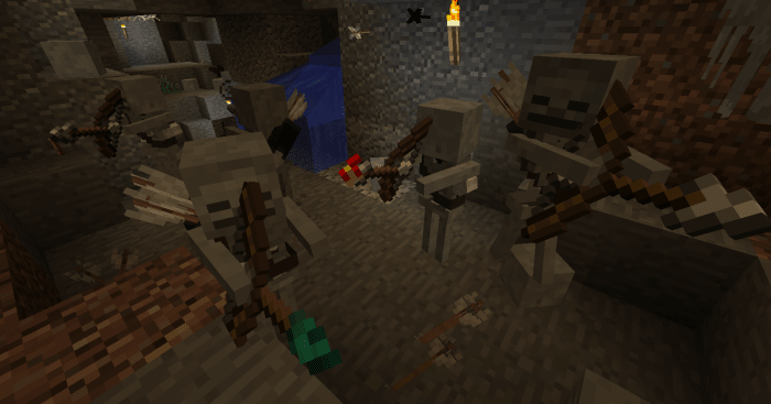 Skeletons are now equipped with quivers, and observant players can even tell what type of arrow they are going to fire.