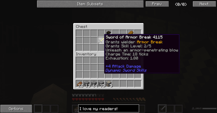 Unlike most mods, nothing in Dynamic Sword Skills can be built. All items must be taken from enemies or found inside of dungeon chests.
