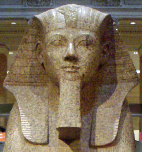 Large granite sphinx bearing the likeness of the female pharaoh Hatshepsut. Keith Schengili-Roberts CC-BY-SA-2.5