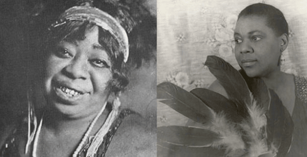 Ma Rainey (left) befriended Bessie Smith (right) and showed her the ways of the music, entertainment industry.