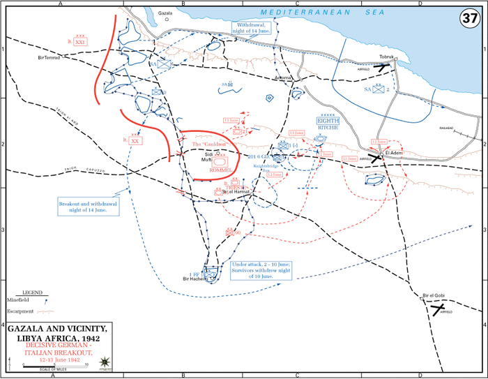 The Battle for the Gazala Line and the Cauldron. Rommel would out flank his enemy and set up his defense in the heart of the enemies own minefields in an area known as "The Cauldron" it would become a killing field.
