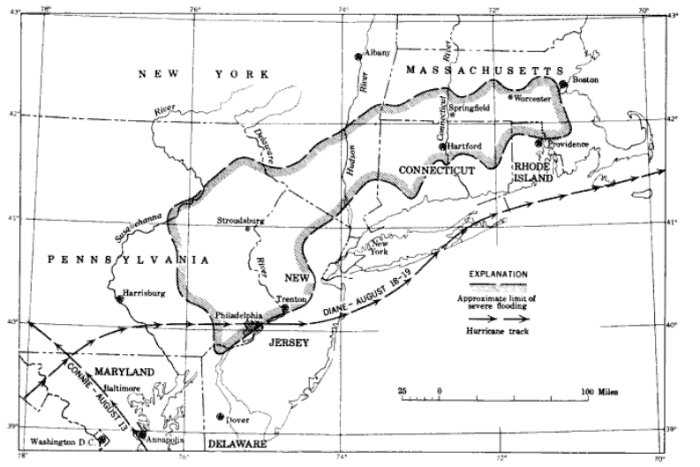 Map of the area of severe flooding August 18-19,