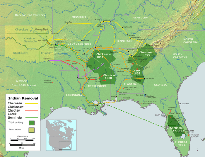 The Seminole Nation was only partially removed, but split into two groups - one Tribe and one Nation with equal status.
