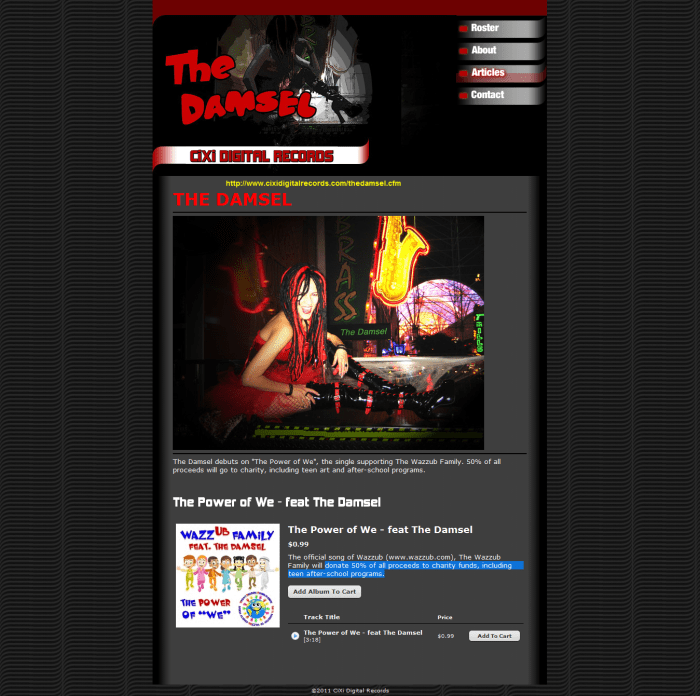 Cixi Digital Records Official homepage for "The Damsel", looks like a goth chick to me, but note the language about donations...