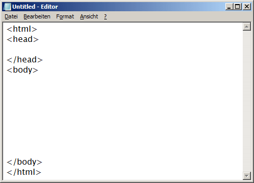 Type the commands which define the body. Type them AFTER the commands for the head and BEFORE the last command of the page.