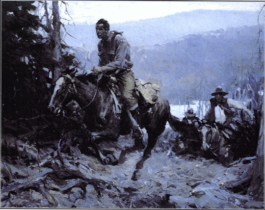 "A Charge to Keep" by W.H.D. Koerner is one of George Bush's favorite paintings. It was also the title of his autobiography. The title is based on a Methodist hymn written by Charles Wesley.