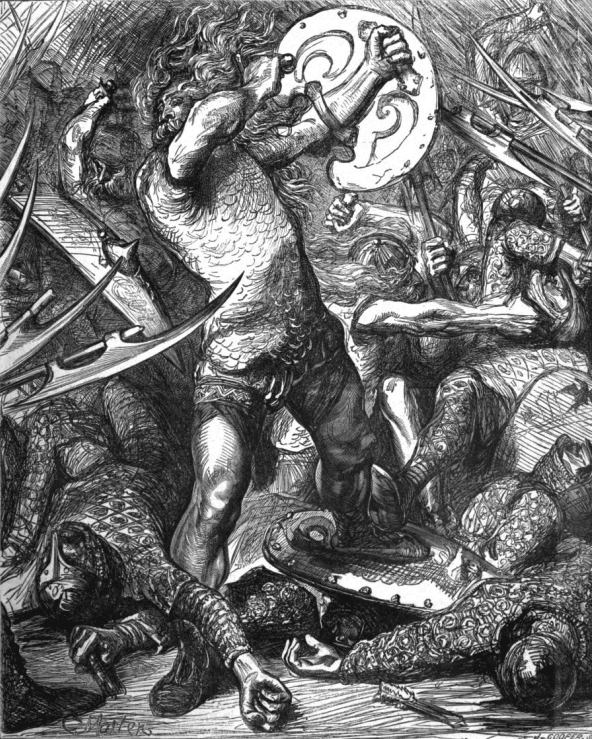 A Victorian - romanticised - image of Hereward fighting the Normans - single-handed it seems from this picture - from Cassell's 1885 History of England