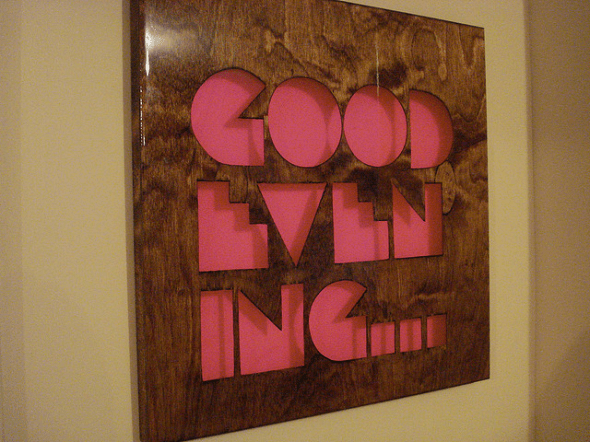 Letters are cut out of wood, the wood is stained and resin is poured into the letters. Great for wall art or for a tabletop - you could even put lights behind it to make the letters light up!