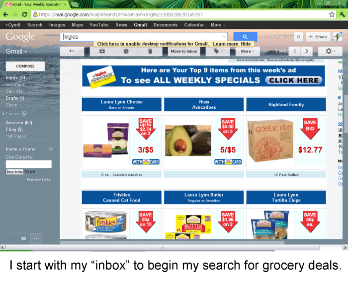 Screenshot of my Advantage Mail containing deals on things I buy frequently.