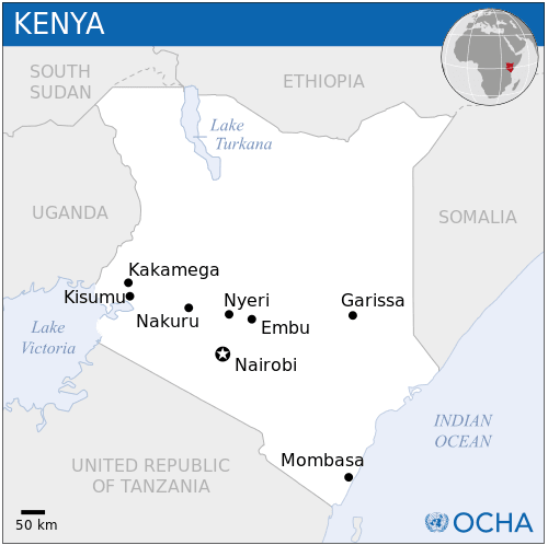Locator map of Kenya.