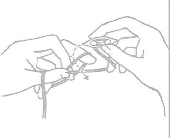 Figure 7 - Pass Shuttle Over Circle Loop and Back Under Circle Between It and the Loop Hanging from the Shuttle.