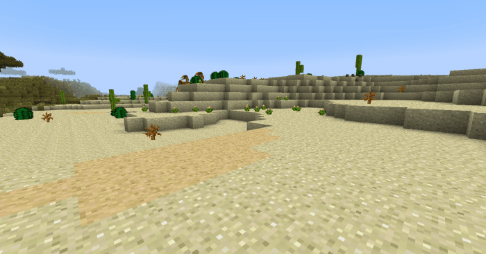 Tiny cacti and dangerous quicksand now appear in the original desert biomes, adding two more reasons for wanderers to watch their feet.