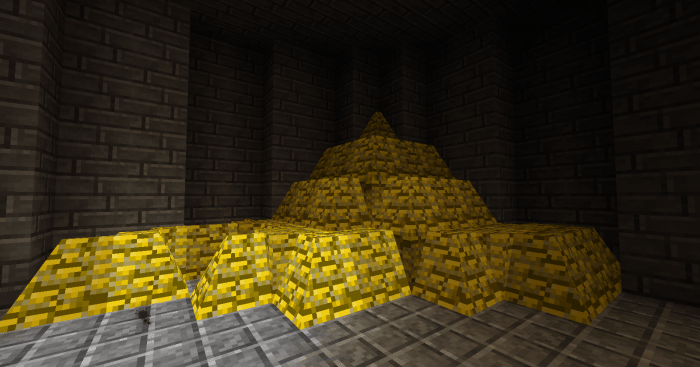 Wealthy players can now build massive piles out of their gold, though there are a few problems with how the sections merge together.