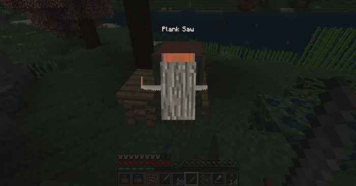 The crafting system in this mod is a lot more hands-on than most, and players will have to saw through wood, wipe the boards down with sandpaper, and then spread linseed oil over them before constructing many of the fancier items.