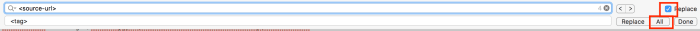 Make sure the box "Replace" is checked, fill out the entry boxes as they are in the image above and click "All".