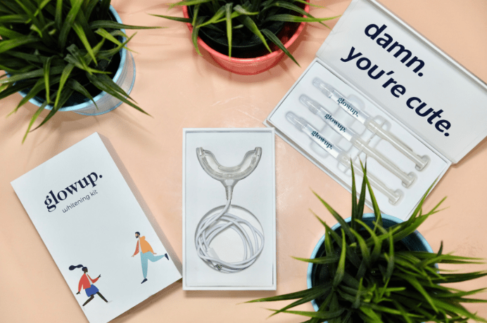 "glowup. is the only whitening product that is tailored to your unique smile. We take into account dozens of factors like your teeth’s sensitivity, brushing habits, and diet to create the most effective whitening formula for you."