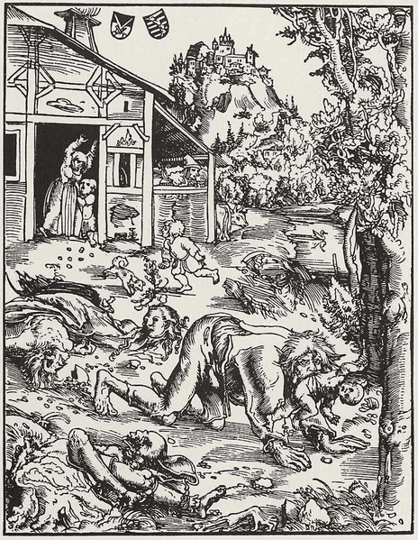 1512 depiction of a werewolf by Lucas Cranach the Elder