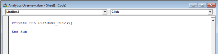 Microsoft Visual Basic configuration screen in Excel 2007 and Excel 2010.