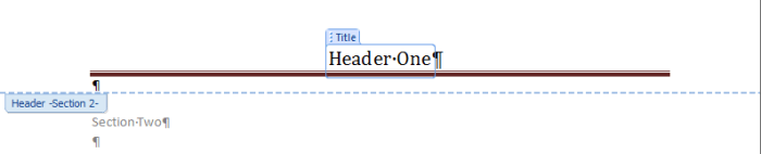 Header configured to be different to headers in other sections in Word 2007 and Word 2010.