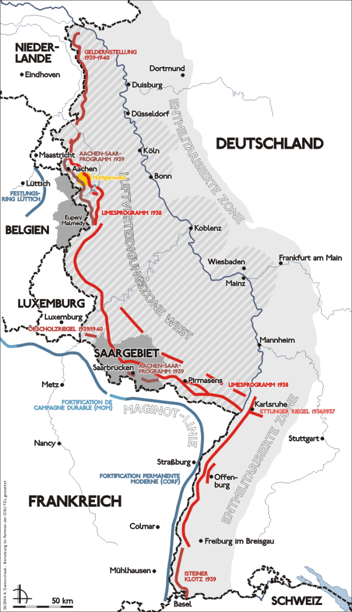 Map of the West Wall December 1944 it was also known as the Siegried Line. It was built before the war to prevent a British and French invasion in 1940.
