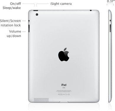 The iPad 3 has a model number that starts with either MC7 or MD3, and also features a larger space for the rear-facing camera.