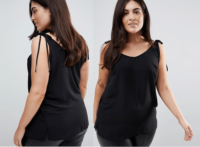 if your bust area is small, shoulder ties are a good way to add balance and interest to the shoulder area without adding extra bulk